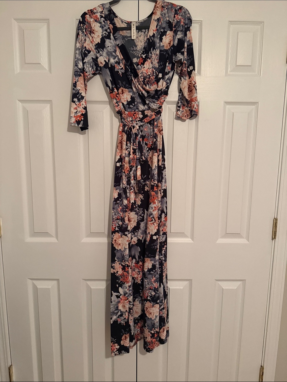 Floral Maxi Dress - Navy and Blush